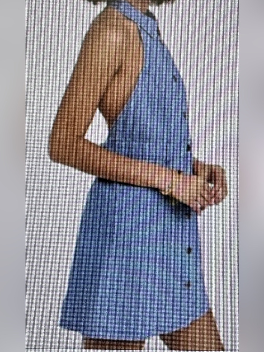Free People Sami Denim Cotton Halter Mini Dress Backless Women L Country Western - Picture 15 of 15